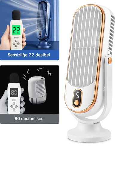 QASUL Yaz Masaüstü Fanı  Hava Soğutma 5 Rüzgar Hızı USB Şarj Edilebilir Salınımlı Fan - Yatak Odası Açık Kamp için USB Şarj Edilebilir Küçük Fan - 4