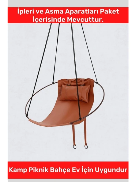 Pastimore Yeni Nesil Suni Deri Asma Aparatlı  Hamak Tek Kişilik Asma Salıncak - 2