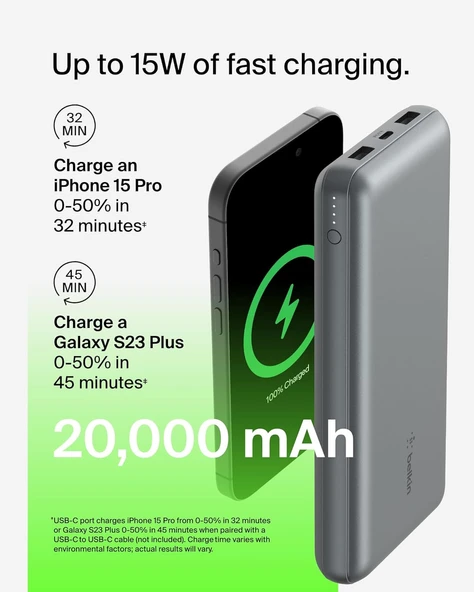 Belkin USB C Taşınabilir Şarj Cihazı 20000mAh - Resim 2