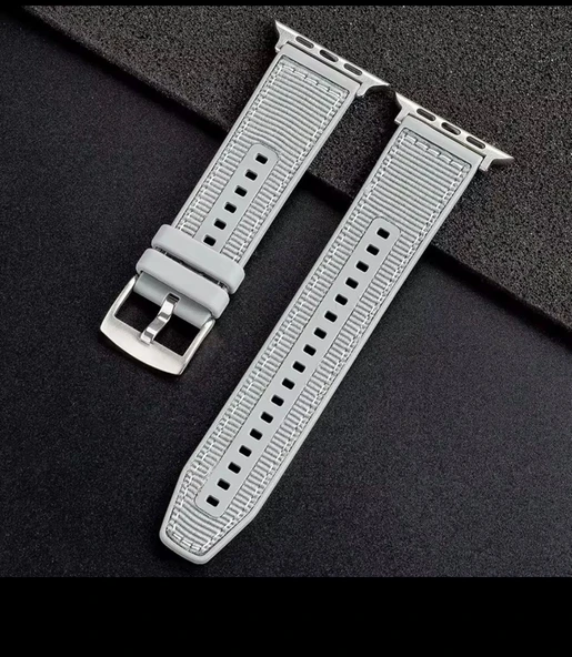 Apple watch 38/40mm  Dikiş Desenli Dokuma Silikon Kordon - 2
