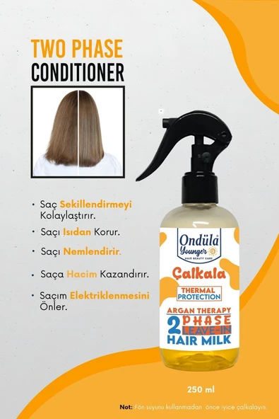 Ondüla Milk Therapy Argan | Nemlendirici Etki | Isı Koruyucu Çift Fazlı Fön Suyu-250 ml