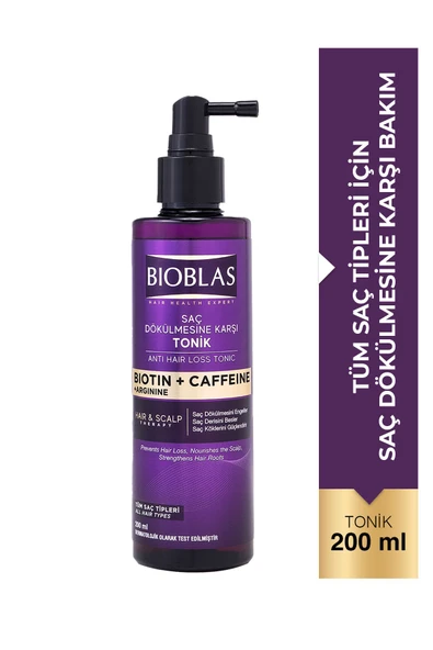 Bioblas Kafein Arjinin Biotin Saç Dökülmesi Karşıtı Tonik 200 Ml Besleyici, Güçlendirici, Dökülme Karşıtı