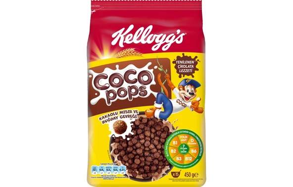 COCO POPS ÇİKOLATALI BUĞDAY VE MISIR GEVREĞİ 450 GR, LİF,DEMİR VE 6 VİTAMİN İÇERİR - 2