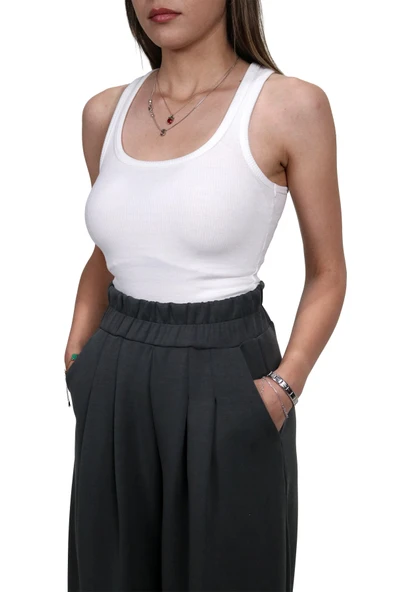 Kadın Modal Kumaş Havuç Kesim Antrasit Pantolon - 3