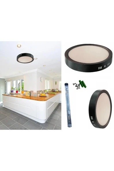 CATA CT-5235 18W Panel LED Armatür Siyah Yulvarlak Sıva Üstü Metal Kasa Sıcak Beyaz 3200K - 2