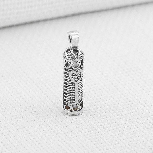 Cevşeni Kebir Dua Yazılı Kalp ve Vav Detaylı 925 Ayar Gümüş Cevşen Kolye Ucu ürün görseli 1