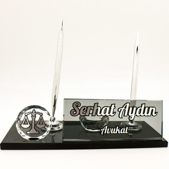 Avukatlara Özel Hukuk Logolu Avukat İsimlik Kristal Masa İsimliği - 4