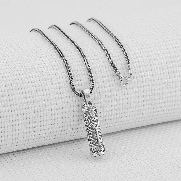 Cevşeni Kebir Dua Yazılı Kalp ve Vav Detaylı 925 Ayar Gümüş Cevşen Kolye - Resim 2