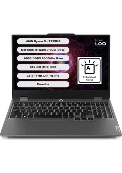 Lenovo LOQ 15ARP9 83JC000QTR Ryzen 5 7235HS 16 GB 512 GB SSD RTX3050 15.6" Full HD Gaming Laptop