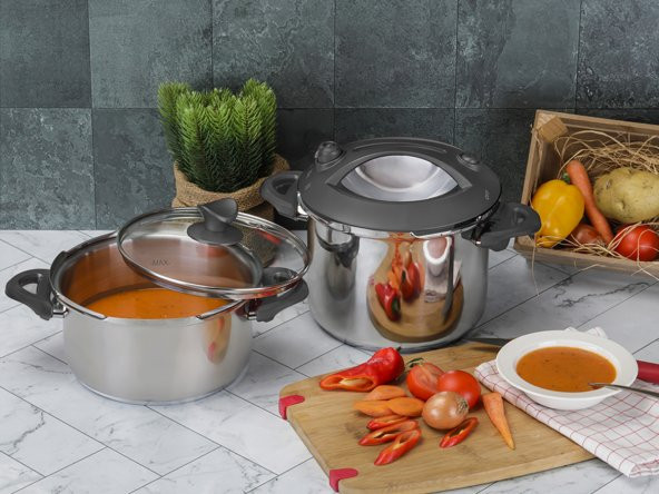 Taç Presto İndüksiyon Tabanlı 4 & 6 Litre Düdüklü Tencere Gri