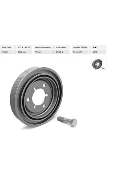 K1411s Krank Kasnağı P206-p307-p406-expert-c5-c8-jumpy 2,0hdı-p307 1,4-1,6-16v-p607-p807 2,0 ürün görseli 1