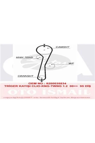 Gates 5577XS Triger Kayışı 095x234 Renault Clıo Kango Modus Twıngo 1.2 16v Dacıa Sandero Nı ürün görseli 1