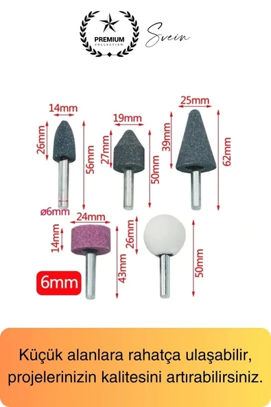 Premium 10 Parça Hobi Gravür Taşlama Ucu Mini Metal Ahşap Oyma Seti Parlatma Zımparalama Fırçalama - 4