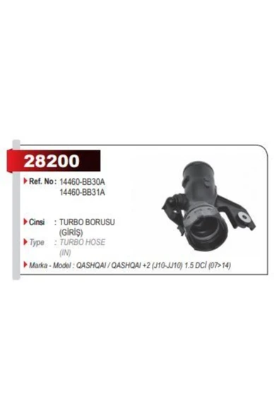 Gros 28200 Turbo Borusu Qashqaı 07-14 1,5 Dcı Gırıs ürün görseli 1