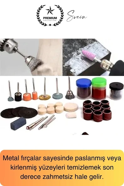 Premium 105 Parça Hobi Gravür Taşlama Ucu Mini Metal Ahşap Oyma Seti Parlatma Zımparalama Fırçalama - 4