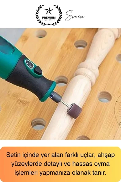 Premium 105 Parça Hobi Gravür Taşlama Ucu Mini Metal Ahşap Oyma Seti Parlatma Zımparalama Fırçalama - 3