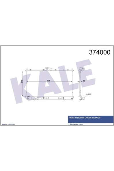Kale 374000 Su Radyatörü Mitsubishi Lancer Al/pl/brz 685x375x16 Manuel - ürün görseli 1