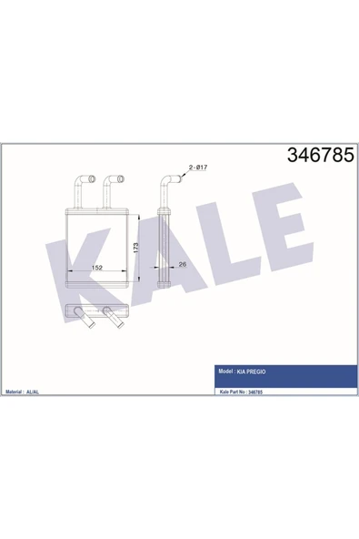 Kale 346580 Kalorifer Radyatörü Kıa Pregıo 2.5d-2.5tcı 97 Al-brz ürün görseli