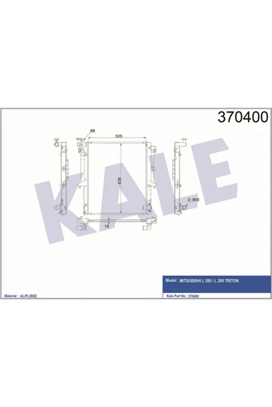 Kale 370400 Radyatör Mıtsubıshı L200 Al/pl/brz 525×638×16klr- 1350a182 1350a183 1350a348 1350a182 ürün görseli 1