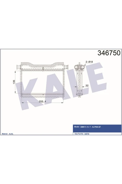 Kale 346750 OTO Radyatör  Kalorifer Radyatörü Bmw 5 Bmw 6 Bmw 7 Alpına Brazıng