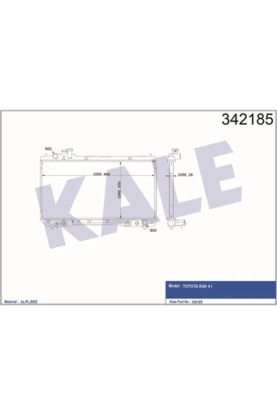 Kale 342185 Radyatör Toyota Rav 4 I Al-pl-brzklr- 164007a480 164007a500