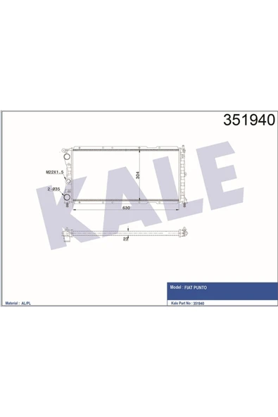 Kale 351940 Radyatör Al/mknk Punto 1.7td 93 ürün görseli
