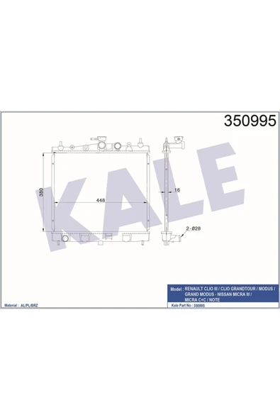 Kale 350995 Radyatör Nıssan Mıcra ürün görseli 1