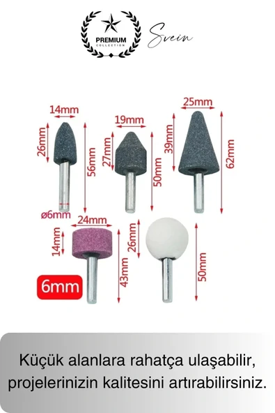 10 Parça Hobi Gravür Dremel Taşlama Ucu Mini Metal Ahşap Oyma Seti Parlatma Zımparalama Fırçalama - 4