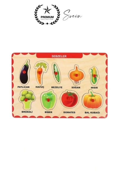 Premium Sebzeler Ahşap Bul Tak Puzzle Eğitici Oyuncak Havuç Patates Soğan Motor Becerisi Gelişim - 2