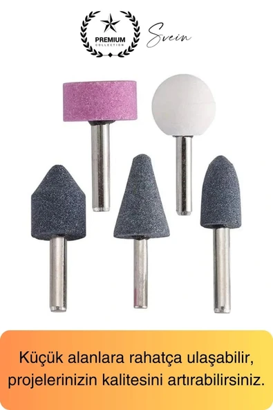 5 Parça Hobi Gravür Dremel Taşlama Ucu Mini Metal Ahşap Oyma Seti Parlatma Zımparalama Fırçalama - 4