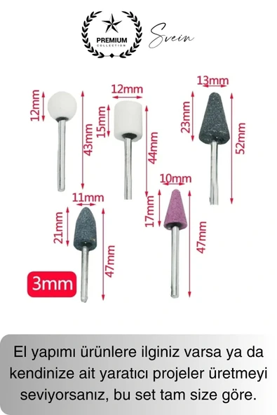 10 Parça Hobi Gravür Dremel Taşlama Ucu Mini Metal Ahşap Oyma Seti Parlatma Zımparalama Fırçalama - 5