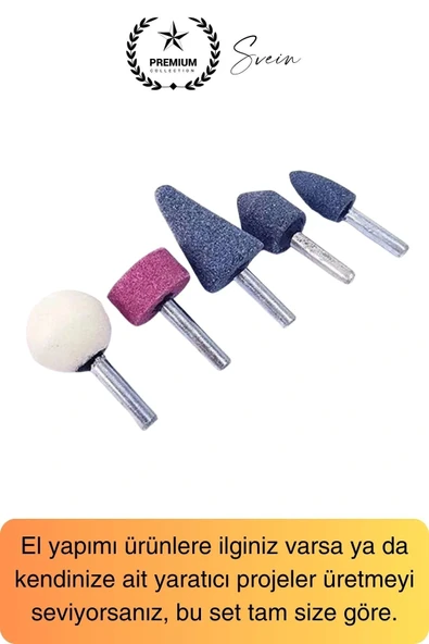 5 Parça Hobi Gravür Dremel Taşlama Ucu Mini Metal Ahşap Oyma Seti Parlatma Zımparalama Fırçalama - 5