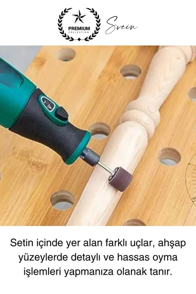 105 Parça Hobi Gravür Dremel Taşlama Ucu Mini Metal Ahşap Oyma Seti Parlatma Zımparalama Fırçalama - 3