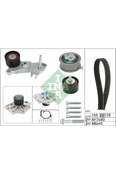 INA 530076230 TRIGER SETI KİT DEVİRDAİMLI VOLVO S60 13 15 S80 -S90 II 16 V40 V60 V90 16 XC60 13 XC90 14 V70 III 15 ürün görseli 1