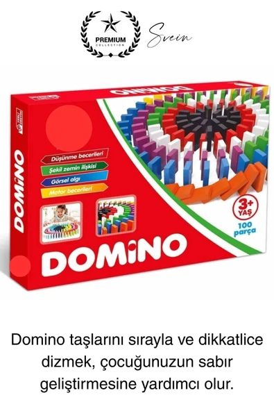 Ahşap Domino Taşları 100 Parça Renkli Motor Beceri Anasınıfı Okul Öncesi Eğitim Eğlenceli Oyun Seti - 2