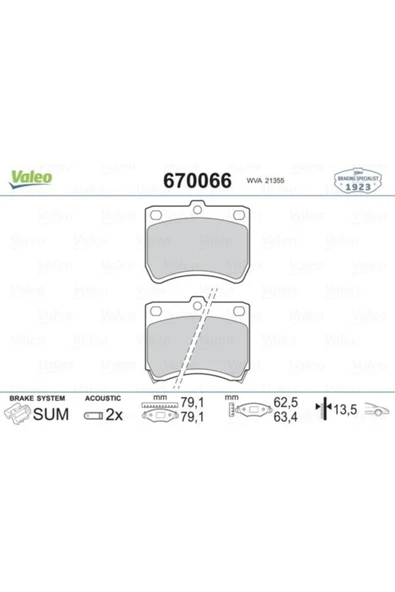 Valeo 670066 ÖN BALATA KIA PRİDE 01 ürün görseli 1