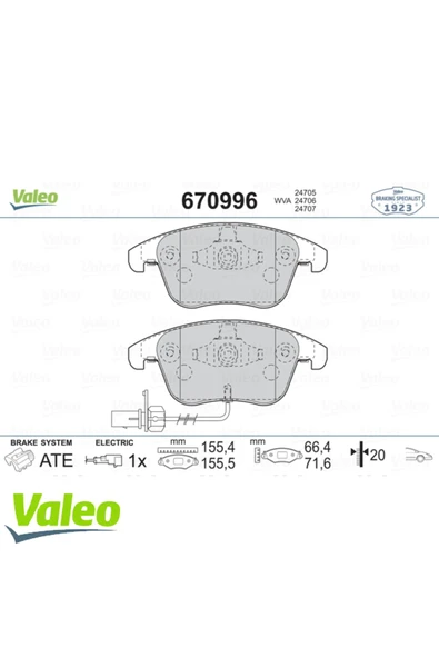 Valeo 670996 ÖN BALATA AUDI A4 - A5 09 GDB1814 ürün görseli 1