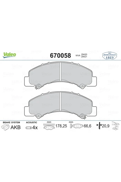 Valeo 670058 ARKA BALATA ISUZU ürün görseli 1