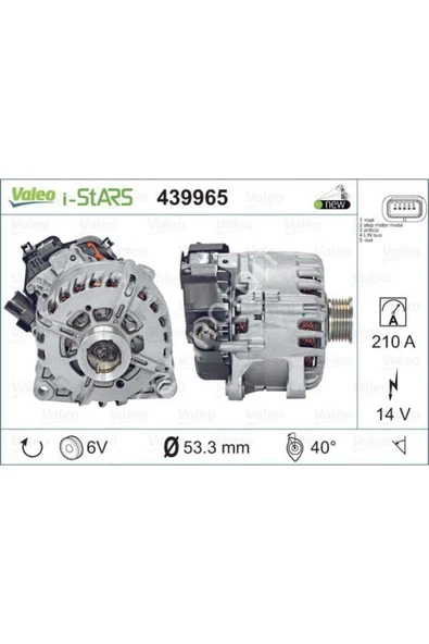 Valeo 439965 ALTERNATÖR P208-308-3008-5008-PARTNER TEPE Stop Start 210 A