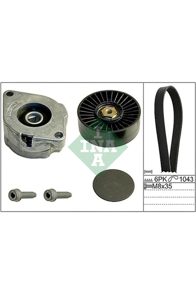 INA 529010210  V Kayış Gergi Seti 533 0086 30-531 0729 10-6Pk10431.9 TDI 1Y VW Polo Cls Caddy GolfIII ürün görseli 1