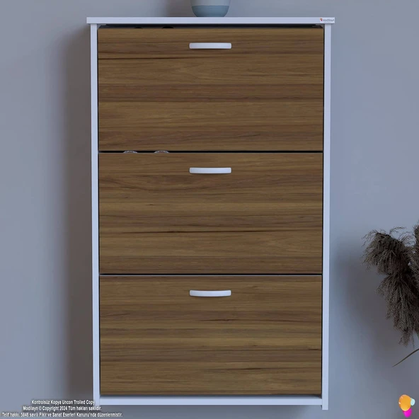 Modilayn WEST Asma Antre 72x116x26 cm’ lik 3 Düşer Kapak 6 Göz Bölmeli Ayakkabılık - Resim 3