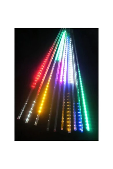 LIGHTINGX Meteor Kayan Led Işık 10 Tüp 50 cm RGB Aydınlatma Eklenebilir IP65 Dış Mekan Dekoratif Süs