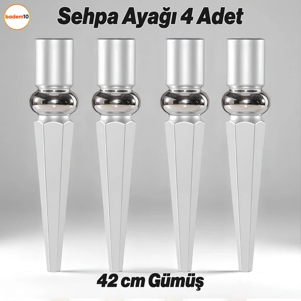 Elips 4 ADET Sehpa Ayağı 42 cm Plastik Gümüş Gri Masa Ayak Mutfak Sehpası Masası Mobilya Ayakları ürün görseli