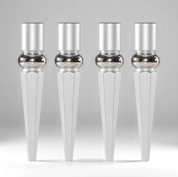 Elips 4 ADET Sehpa Ayağı 42 cm Plastik Gümüş Gri Masa Ayak Mutfak Sehpası Masası Mobilya Ayakları - Resim 7