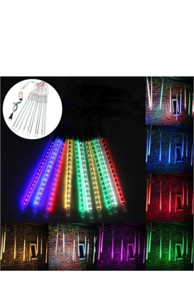 LIGHTINGX Meteor Kayan Led Işık 10 Tüp 50 cm RGB Aydınlatma Eklenebilir IP65 Dış Mekan Dekoratif Süs - 2