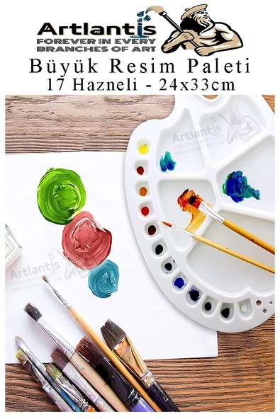 Büyük 17 Hazneli Resim Paleti 1 Adet 24x33 cm Plastik Resim Paleti Oval Şekil 17 Godeli Renk Karıştırma Tepsisi Boyama - 2