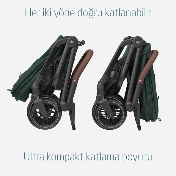 Maxi-Cosi Leona2-Pebble S Tek Elle Katlanabilen Ultra Kompakt Çift Yönlü Seyahat Sistem Bebek Arabası Green-Black - 9