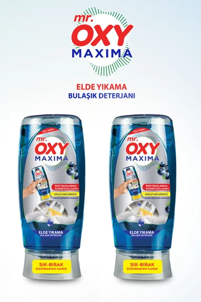 Mr. Oxy Maxima Elde Yıkama Bulaşık Deterjanı Yaban Mersini Kokulu 2 x 500 ML