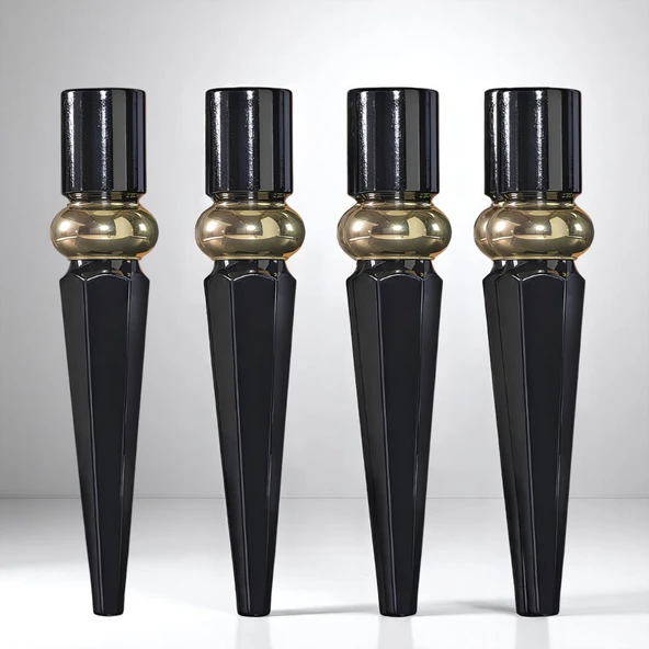 Elips 4 ADET Sehpa Ayağı 42 cm Plastik Siyah Gold Masa Ayak Mutfak Sehpası Masası Mobilya Ayakları - Resim 8