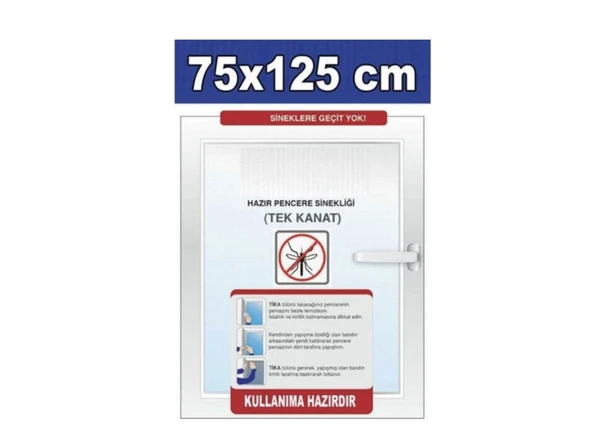 Tek Kanatlı Hazır Tür Sineklik 75 X 125 Hesaplı Kolay Montaj + 4 mt Bant Hediyeli